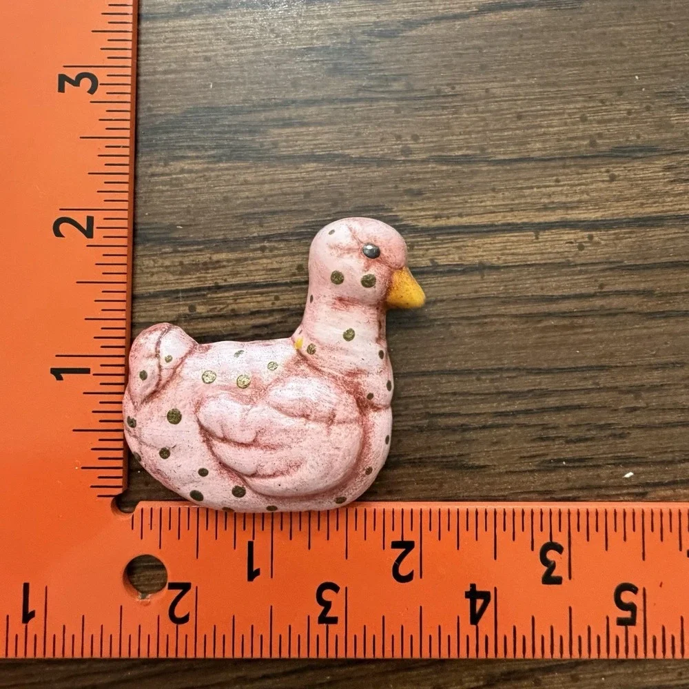Vintage Pink Speckled Duck Fridge Magnet Whimsical Country Decor